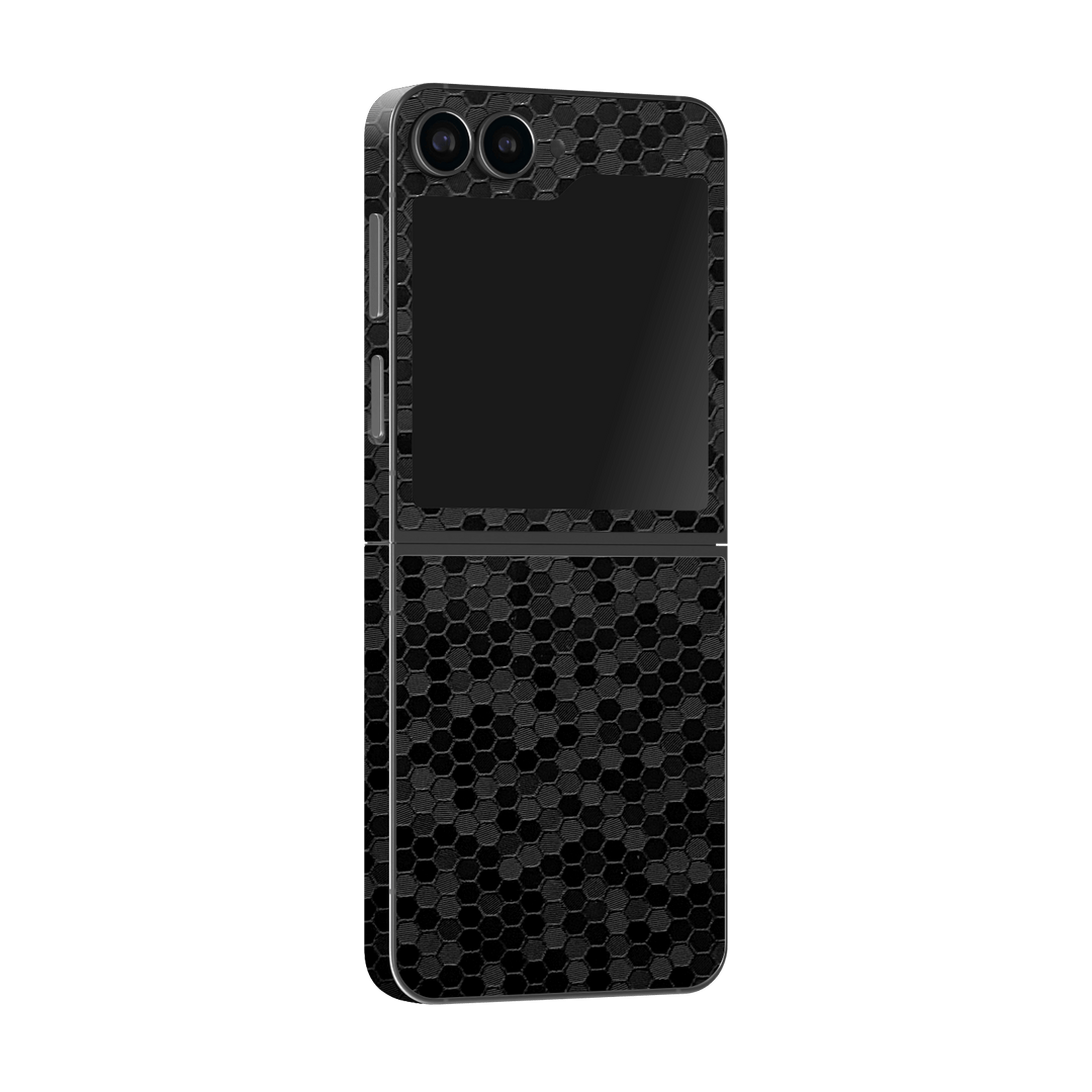 Samsung Galaxy Z Flip 6 (2024) Luxuria Black Honeycomb 3D Textured Skin Wrap Sticker Decal Cover Protector by Qskinz | Qskinz.com
