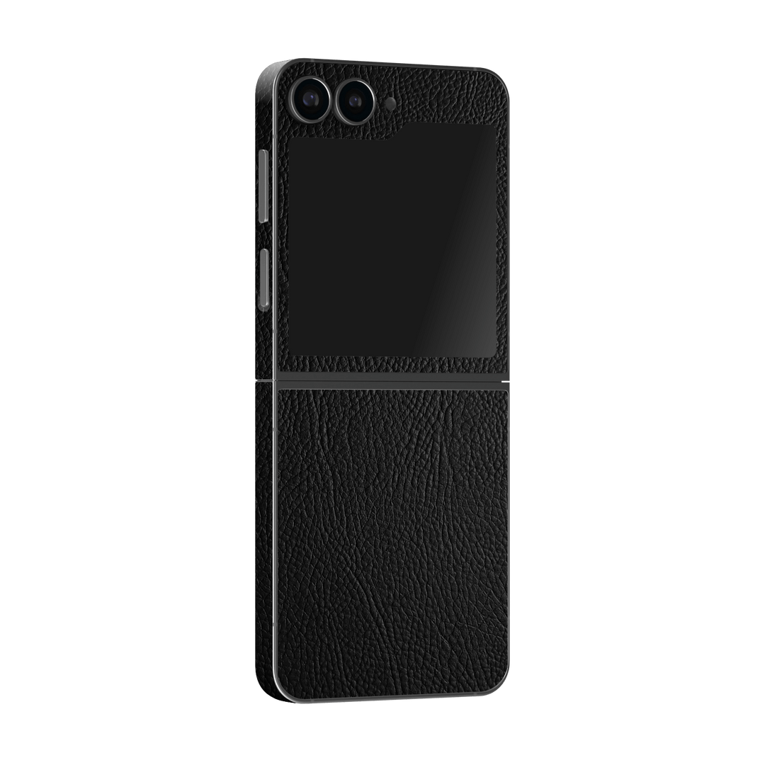 Samsung Galaxy Z Flip 6 (2024) Luxuria BLACK LEATHER Riders Skin Wrap Sticker Decal Cover Protector by Qskinz | Qskinz.com