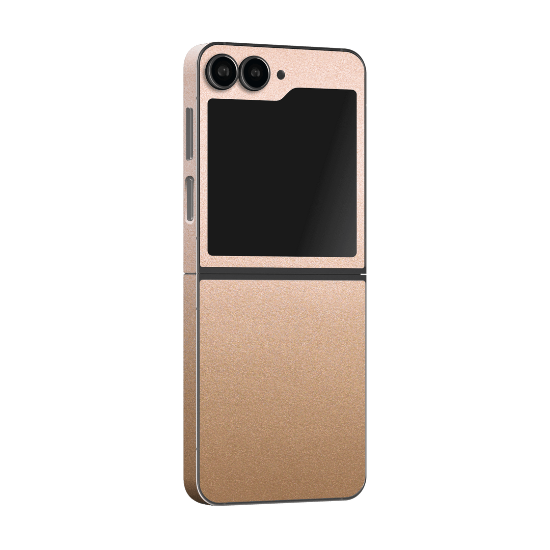 Samsung Galaxy Z Flip 6 (2024) Luxuria Rose Gold Metallic 3D Textured Skin Wrap Sticker Decal Cover Protector by Qskinz | Qskinz.com