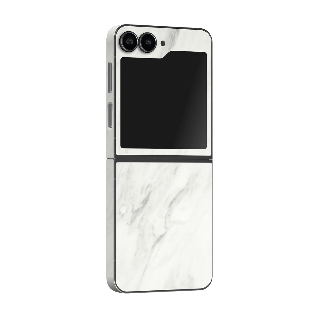 Samsung Galaxy Z Flip 6 (2024) Luxuria White Marble Stone Skin Wrap Sticker Decal Cover Protector by Qskinz | Qskinz.com