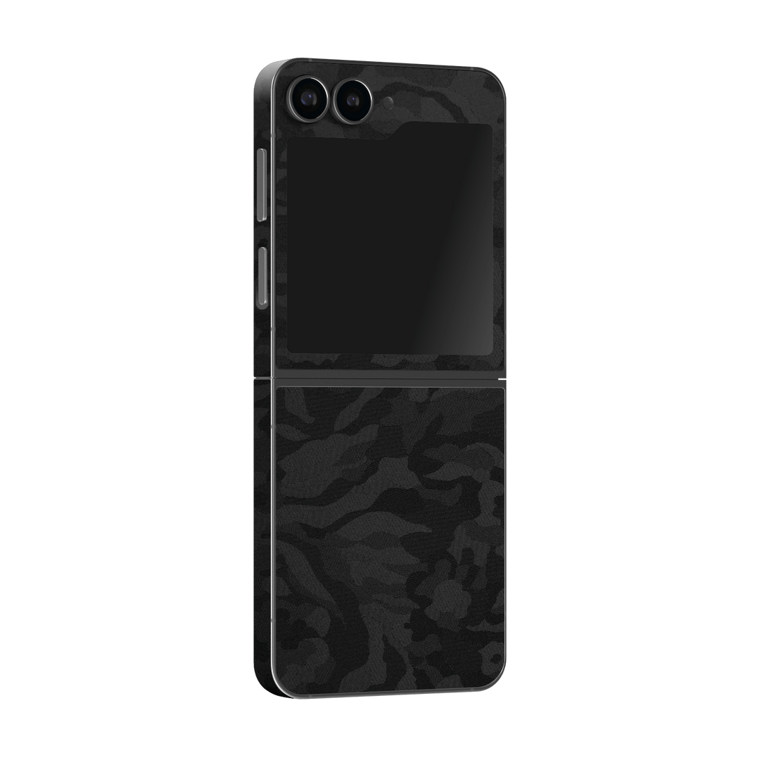 Samsung Galaxy Z Flip 6 (2024) Luxuria Black 3D Textured Camo Camouflage Skin Wrap Sticker Decal Cover Protector by Qskinz | Qskinz.com
