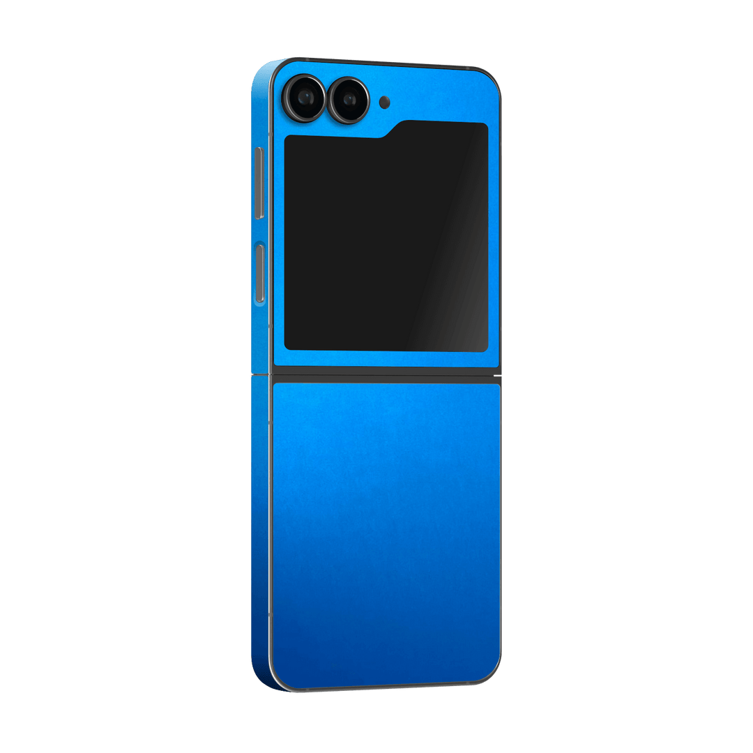 Samsung Galaxy Z Flip 6 (2024) Satin Blue Metallic Matt Matte Skin Wrap Sticker Decal Cover Protector by Qskinz | Qskinz.com