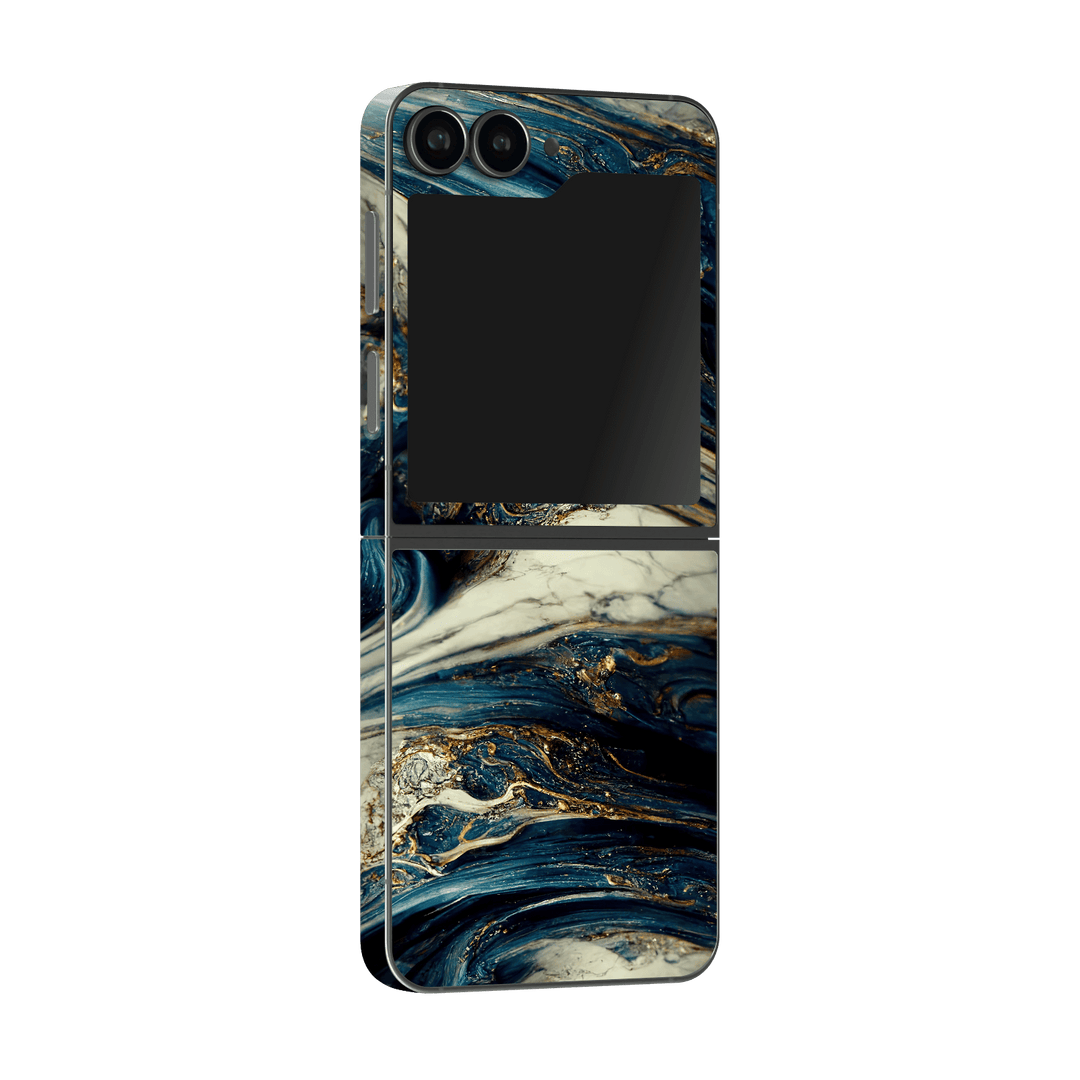 Samsung Galaxy Z Flip 6 (2024) Printed Custom SIGNATURE Agate Geode Naia Ocean Blue Stone Skin Wrap Sticker Decal Cover Protector by Qskinz | Qskinz.com