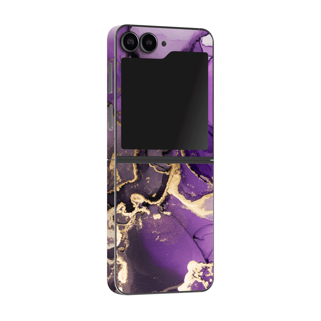 Samsung Galaxy Z Flip 6 (2024) Print Printed Custom SIGNATURE AGATE GEODE Purple-Gold Skin Wrap Sticker Decal Cover Protector by Qskinz | Qskinz.com