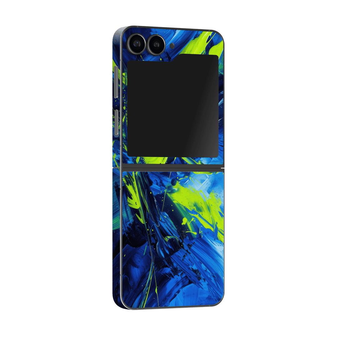 Samsung Galaxy Z Flip 6 (2024) Print Printed Custom SIGNATURE Glowquatic Neon Yellow Green Blue Skin Wrap Sticker Decal Cover Protector by QSKINZ | QSKINZ.COM