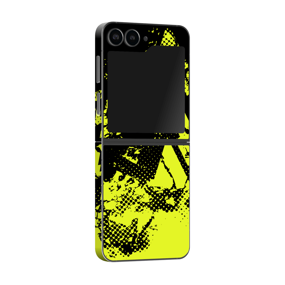 Samsung Galaxy Z Flip 6 (2024) Print Printed Custom SIGNATURE Grunge Yellow Green Trace Skin Wrap Sticker Decal Cover Protector by QSKINZ | QSKINZ.COM