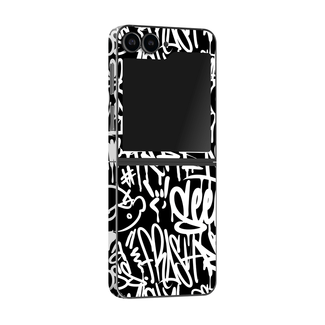 Samsung Galaxy Z Flip 6 (2024) Print Printed Custom SIGNATURE Monochrome Black and WhiteGraffiti Skin Wrap Sticker Decal Cover Protector by Qskinz | Qskinz.com