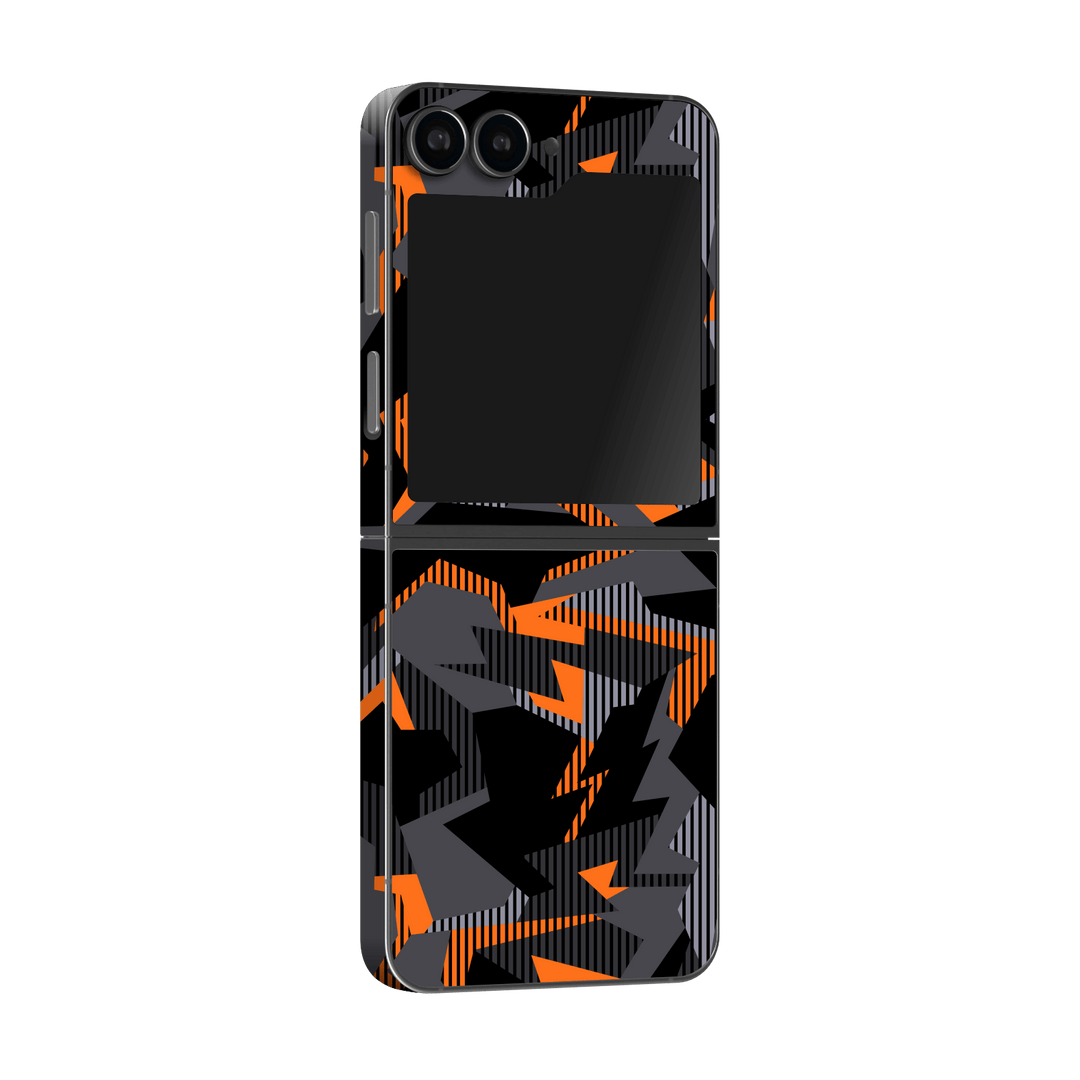 Samsung Galaxy Z Flip 6 (2024) Print Printed Custom SIGNATURE Sharp-Edged Orange Camo Camouflage Skin Wrap Sticker Decal Cover Protector by Qskinz | Qskinz.com