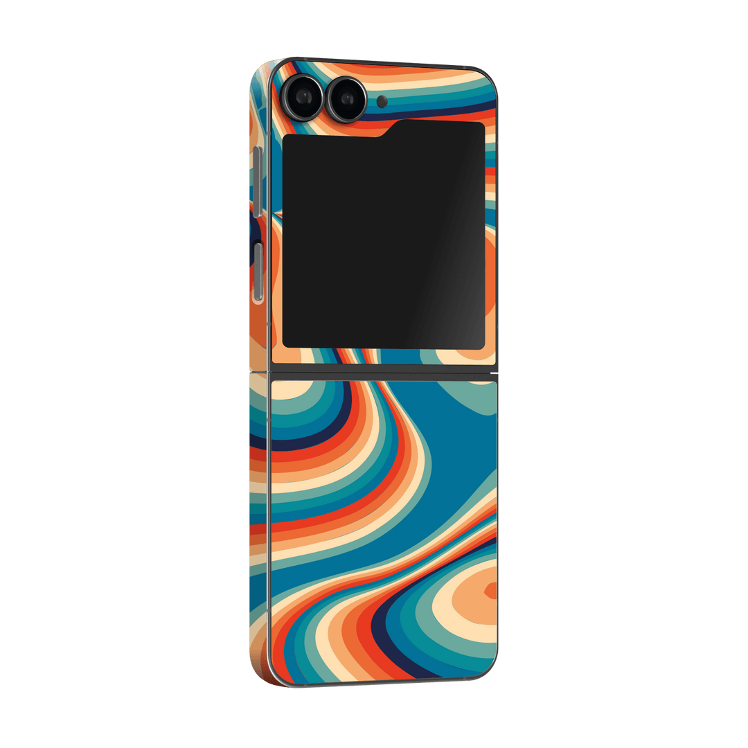 Samsung Galaxy Z Flip 6 (2024) Print Printed Custom SIGNATURE Swirltro Swirl Retro 70s 80s Warm Colours Skin Wrap Sticker Decal Cover Protector by QSKINZ | QSKINZ.COM