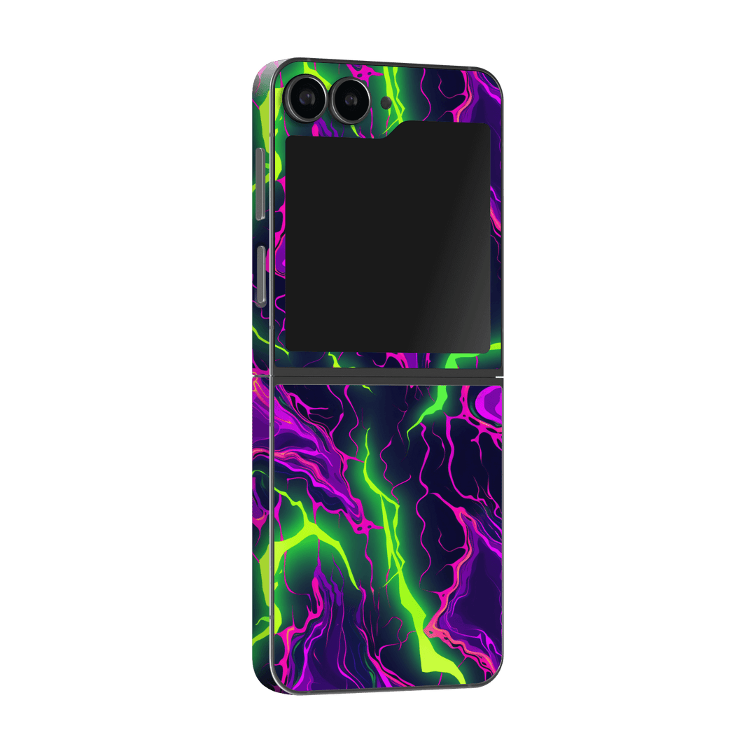 Samsung Galaxy Z Flip 6 (2024) Print Printed Custom SIGNATURE Twisterra Twist Neon Purple Yellow Green Anime Skin Wrap Sticker Decal Cover Protector by QSKINZ | QSKINZ.COM