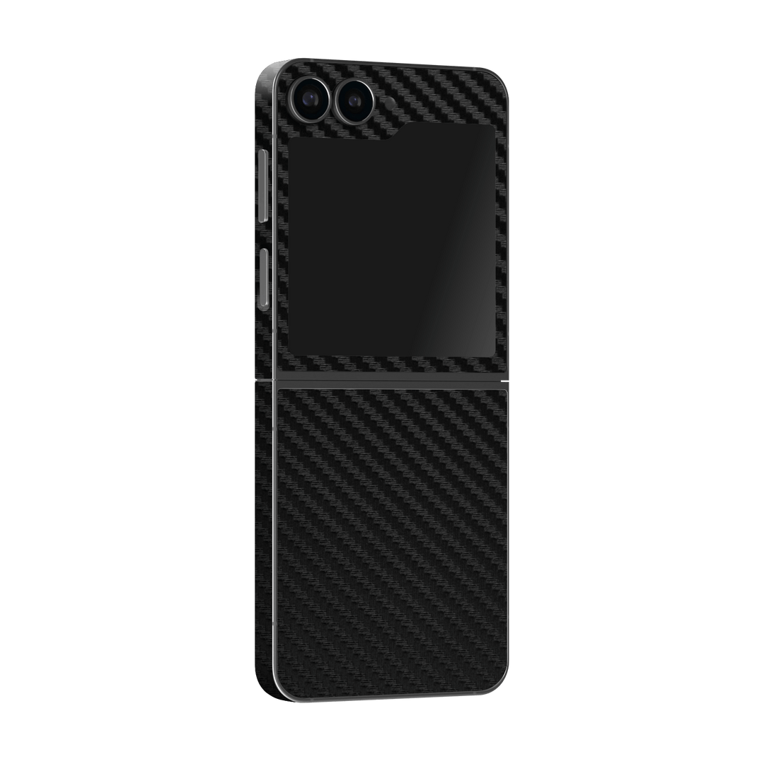 Samsung Galaxy Z Flip 6 (2024) Black 3D Textured Carbon Fibre Fiber Skin Wrap Sticker Decal Cover Protector by Qskinz | Qskinz.com