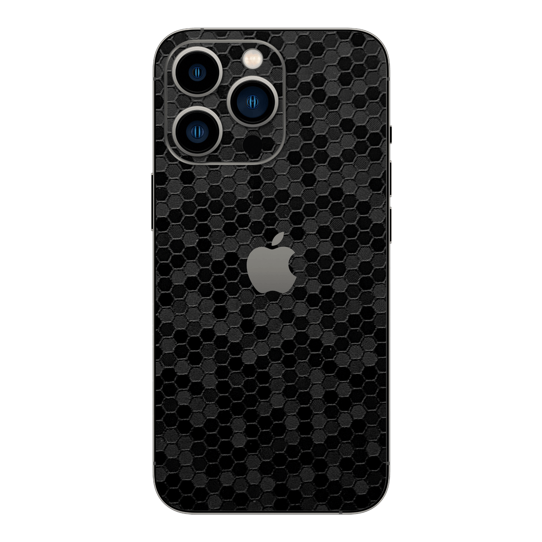 iPhone 15 PRO LUXURIA BLACK HONEYCOMB 3D TEXTURED Skin - Premium Protective Skin Wrap Sticker Decal Cover by QSKINZ | Qskinz.com