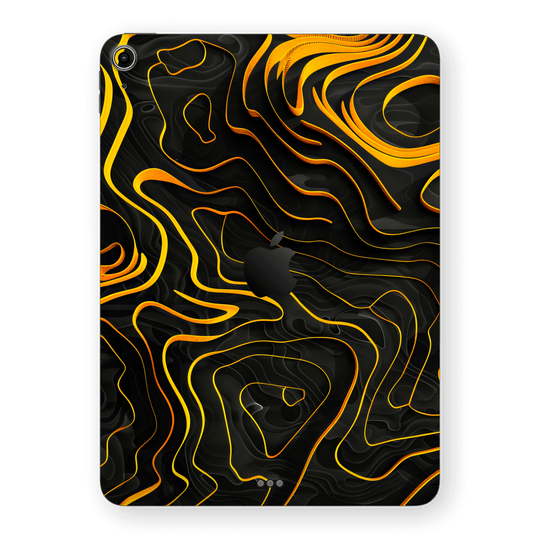 iPad AIR 13” (M2) Print Printed Custom SIGNATURE Wave Waves Waver Yellow and Black Skin Wrap Sticker Decal Cover Protector by QSKINZ | QSKINZ.COM