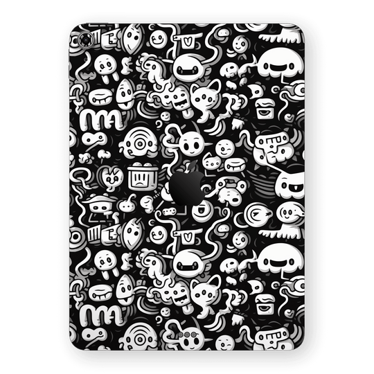 iPad Air 11” (M3) Print Printed Custom SIGNATURE Pictogram Party Monochrome Black and White Icons Faces Skin Wrap Sticker Decal Cover Protector by QSKINZ | QSKINZ.COM
