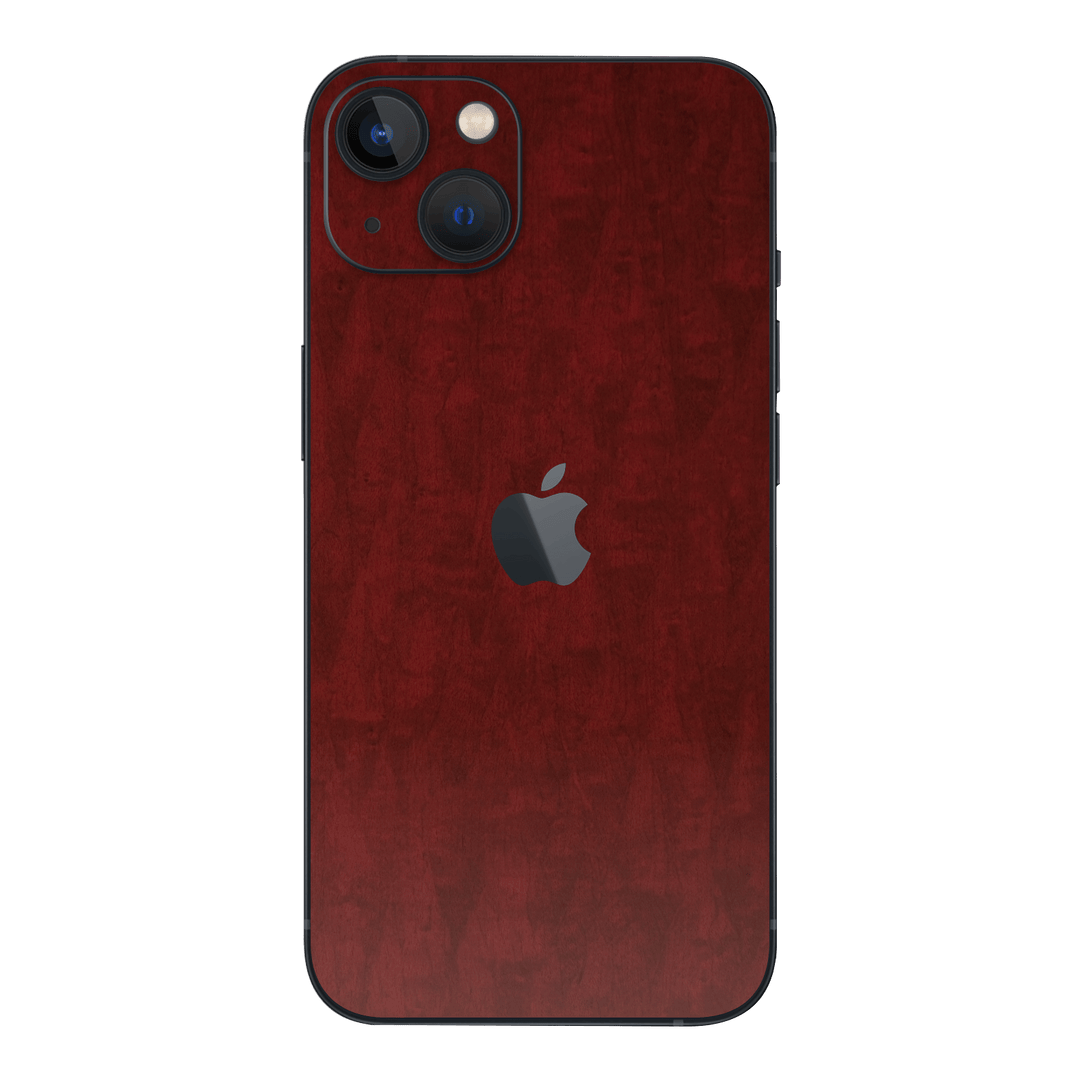 iPhone 14 Scarlet Red Wood Wooden Satin Skin Wrap Sticker Decal Cover Protector by QSKINZ | qskinz.com