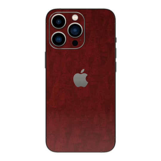 iPhone 15 PRO  Scarlet Red Wood Wooden Satin Skin Wrap Sticker Decal Cover Protector by QSKINZ | qskinz.com