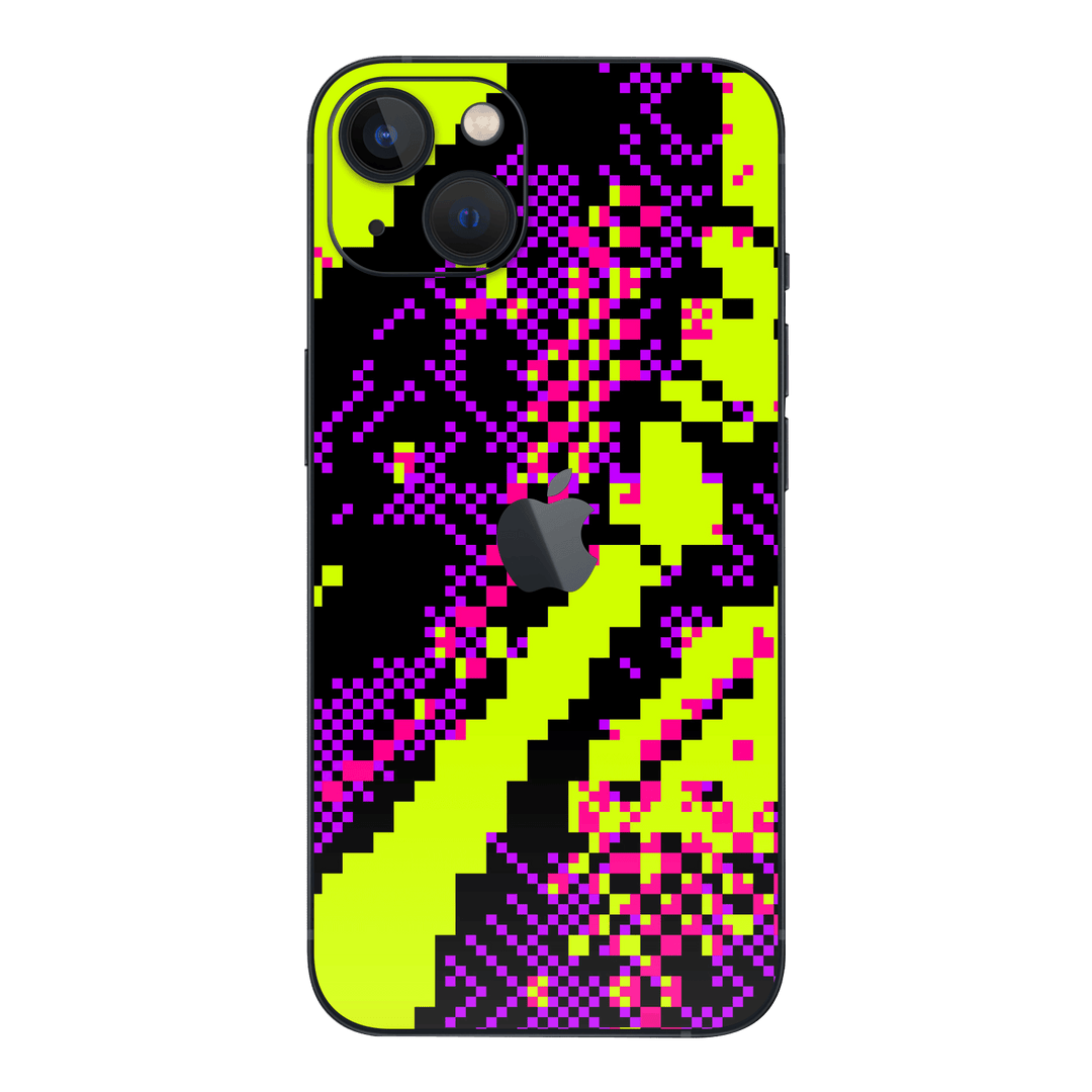 iPhone 15 Plus Custom Printed SIGNATURE “Neonix” Purple Green Pixelated Skin Wrap Sticker Decal Cover Protector by QSKINZ | QSKINZ.COM