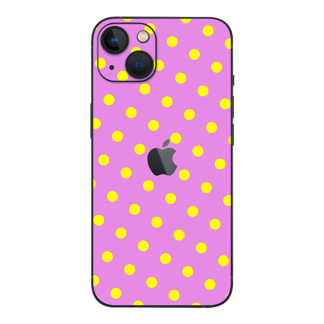 iPhone 15 Printed Custom SIGNATURE “Candy Polka Dot” Playful Pink & Yellow Polka Dot Skin Wrap Sticker Decal Cover Protector by QSKINZ | QSKINZ.COM