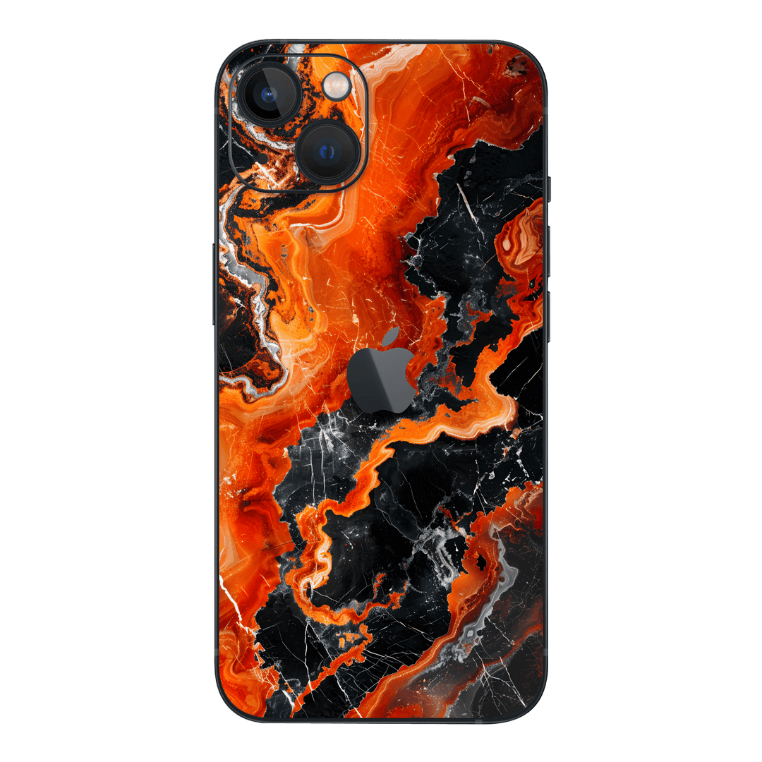 iPhone 15 Printed Custom SIGNATURE “Magmora” AI Lava Orange & Black Skin Wrap Sticker Decal Cover Protector by QSKINZ | QSKINZ.COM