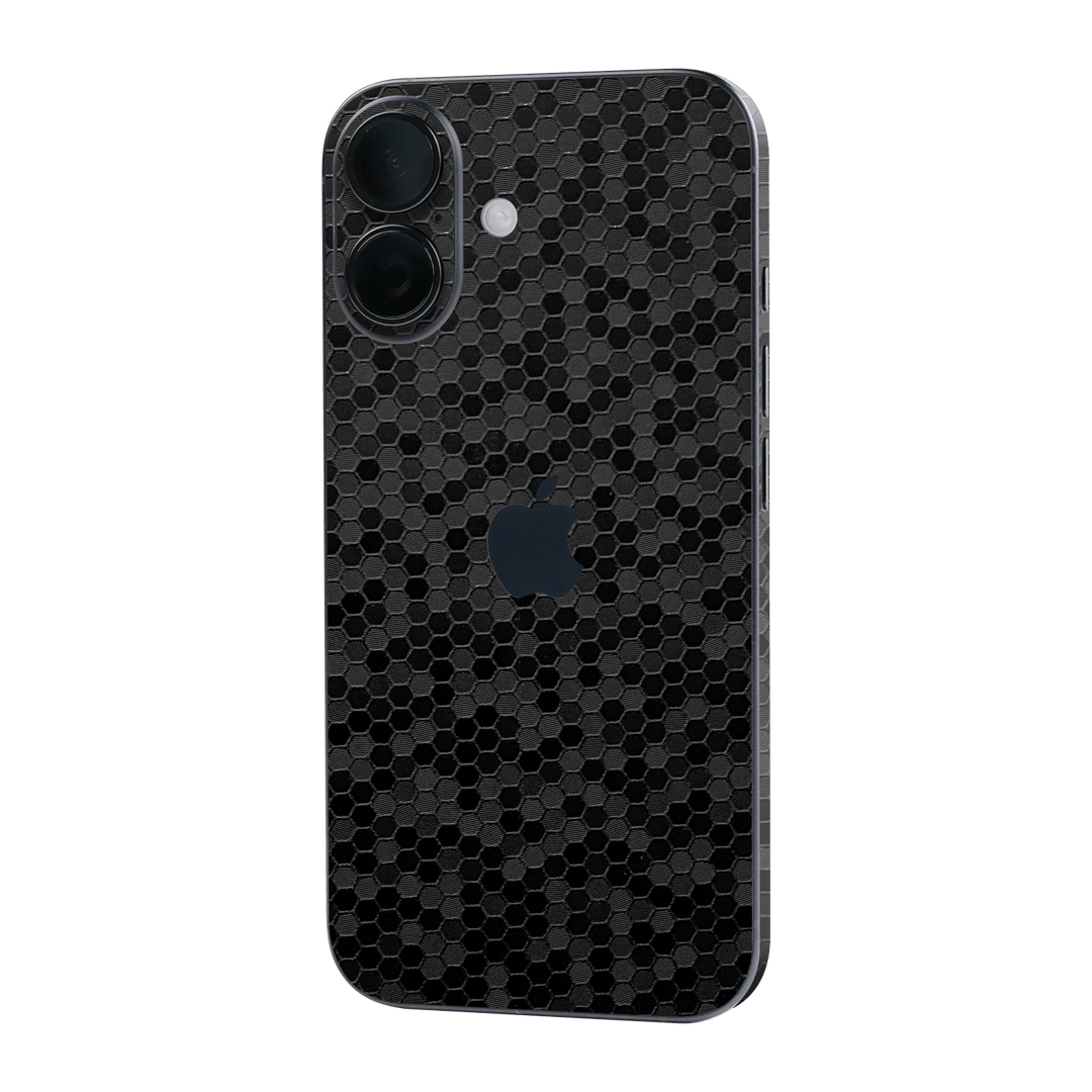 iPhone 16 Luxuria Black Honeycomb 3D Textured Skin Wrap Sticker Decal Cover Protector by QSKINZ | qskinz.com