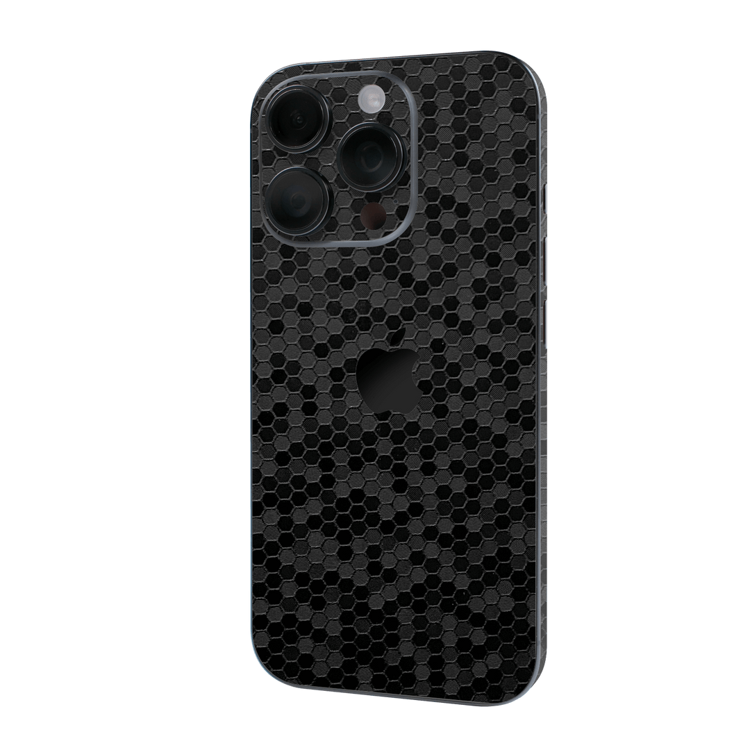 iPhone 16 PRO Luxuria Black Honeycomb 3D Textured Skin Wrap Sticker Decal Cover Protector by QSKINZ | qskinz.com