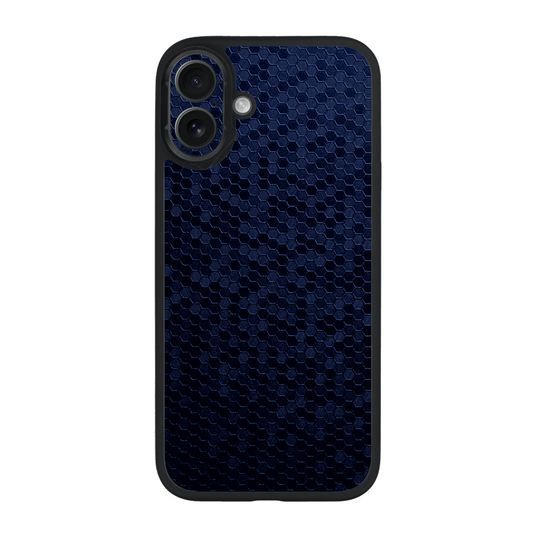iPhone 16 Plus Qcaze Luxuria Navy Blue Honeycomb 3D Textured Case by QSKINZ | qskinz.com