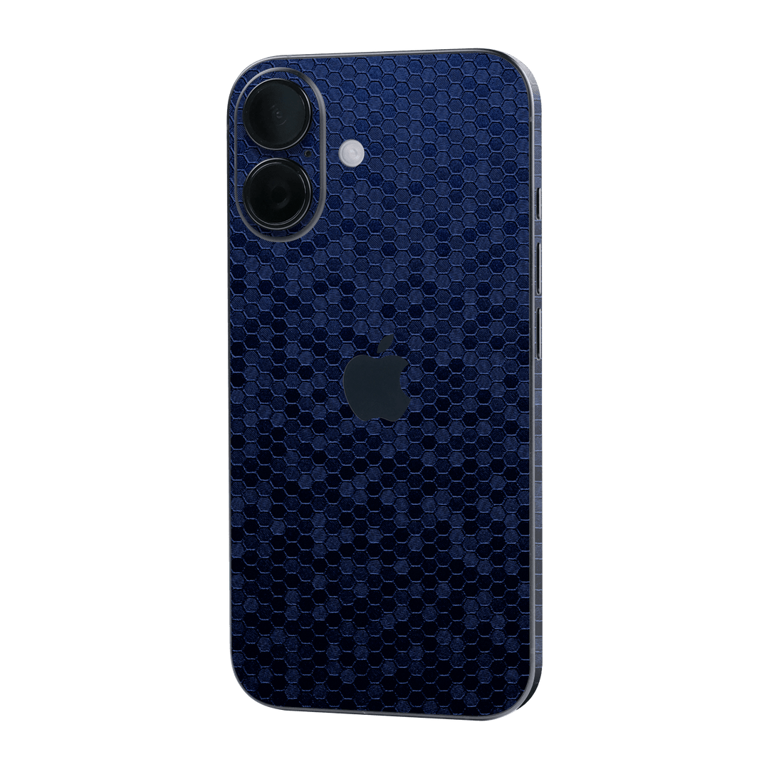 iPhone 16 Plus Luxuria Navy Blue Honeycomb 3D Textured Skin Wrap Sticker Decal Cover Protector by QSKINZ | qskinz.com