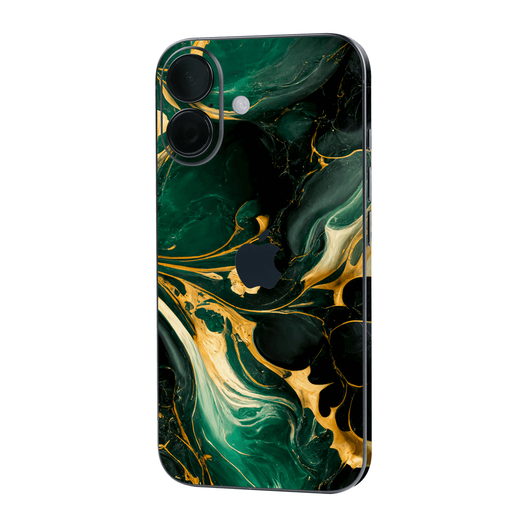 iPhone 16 Plus Print Printed Custom SIGNATURE Agate Geode Royal Green Gold Skin Wrap Sticker Decal Cover Protector by QSKINZ | qskinz.com