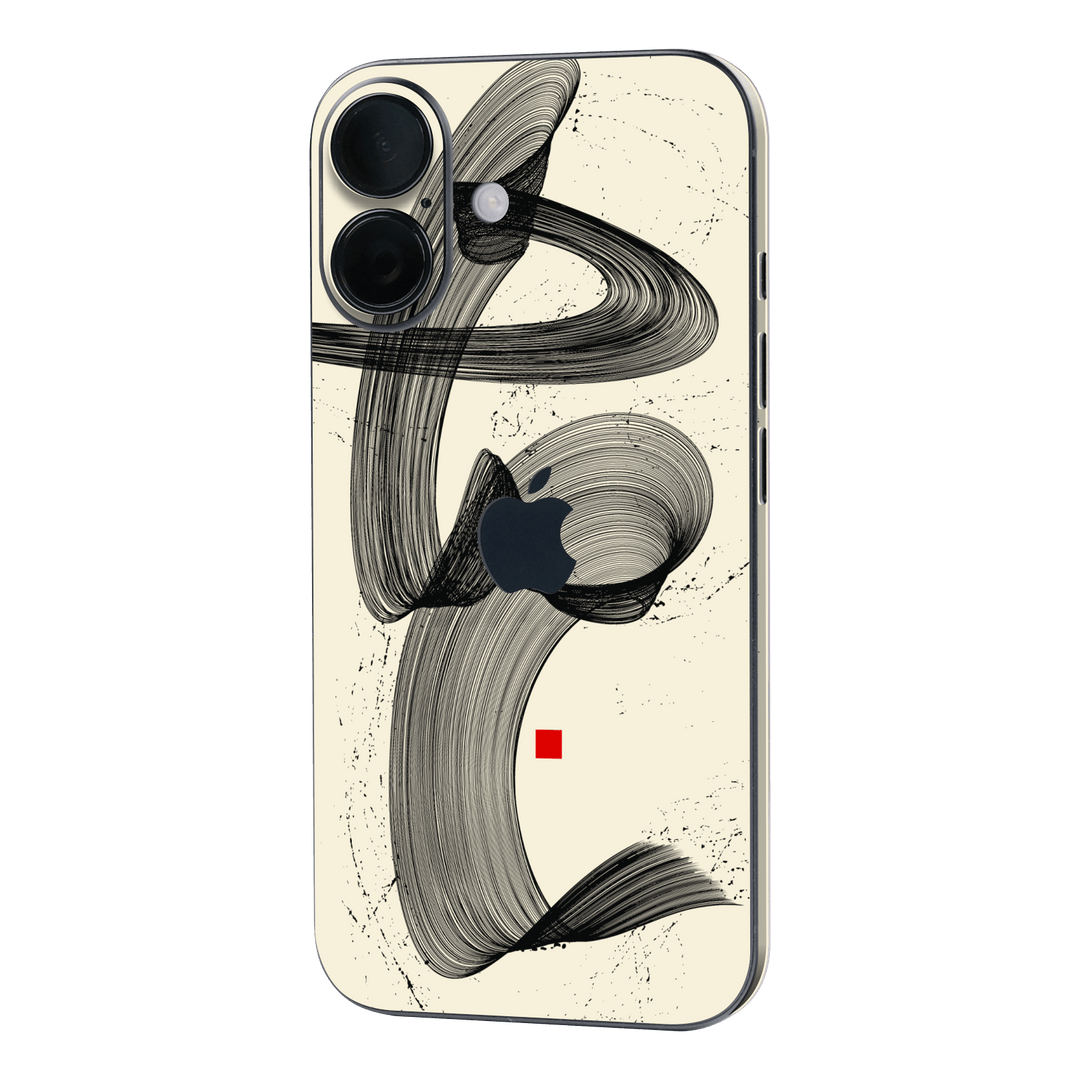 iPhone 16 Plus Printed Custom SIGNATURE “Shado” Japanese Ink Cream & Black Abstract Skin Wrap Sticker Decal Cover Protector by QSKINZ | QSKINZ.COM
