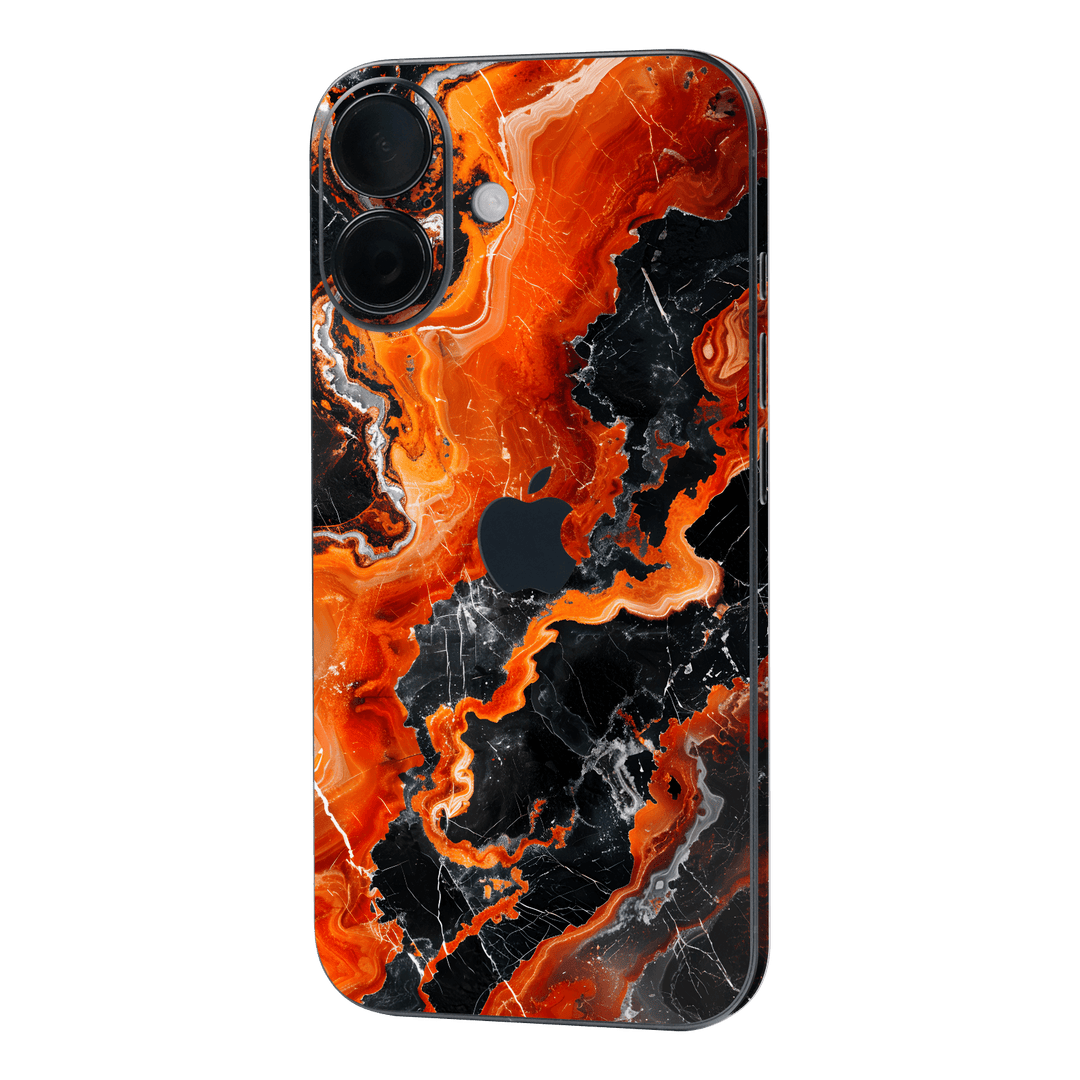 iPhone 16 Printed Custom SIGNATURE “Magmora” AI Lava Orange & Black Skin Wrap Sticker Decal Cover Protector by QSKINZ | QSKINZ.COM