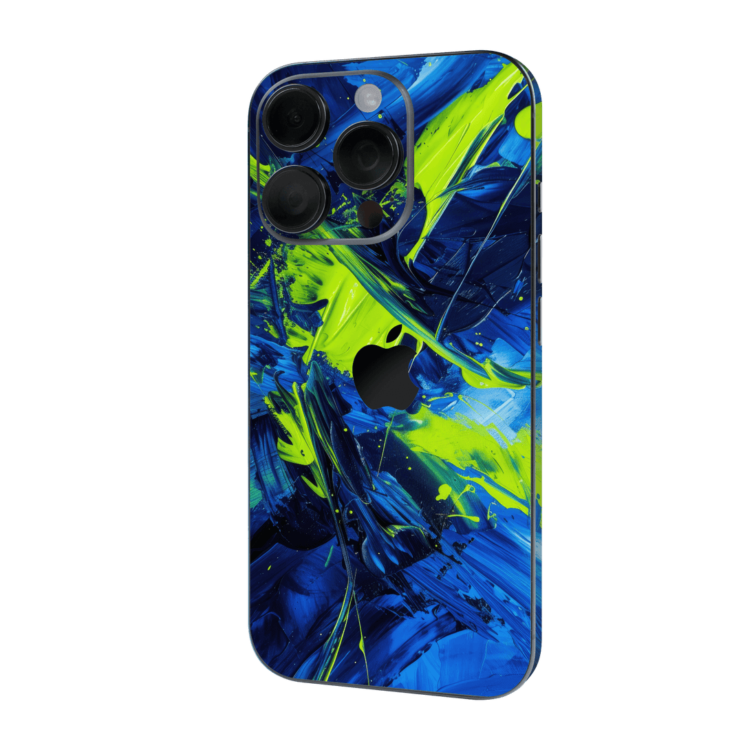 iPhone 16 Pro MAX Print Printed Custom SIGNATURE Glowquatic Neon Yellow Green Blue Skin Wrap Sticker Decal Cover Protector by QSKINZ | QSKINZ.COM