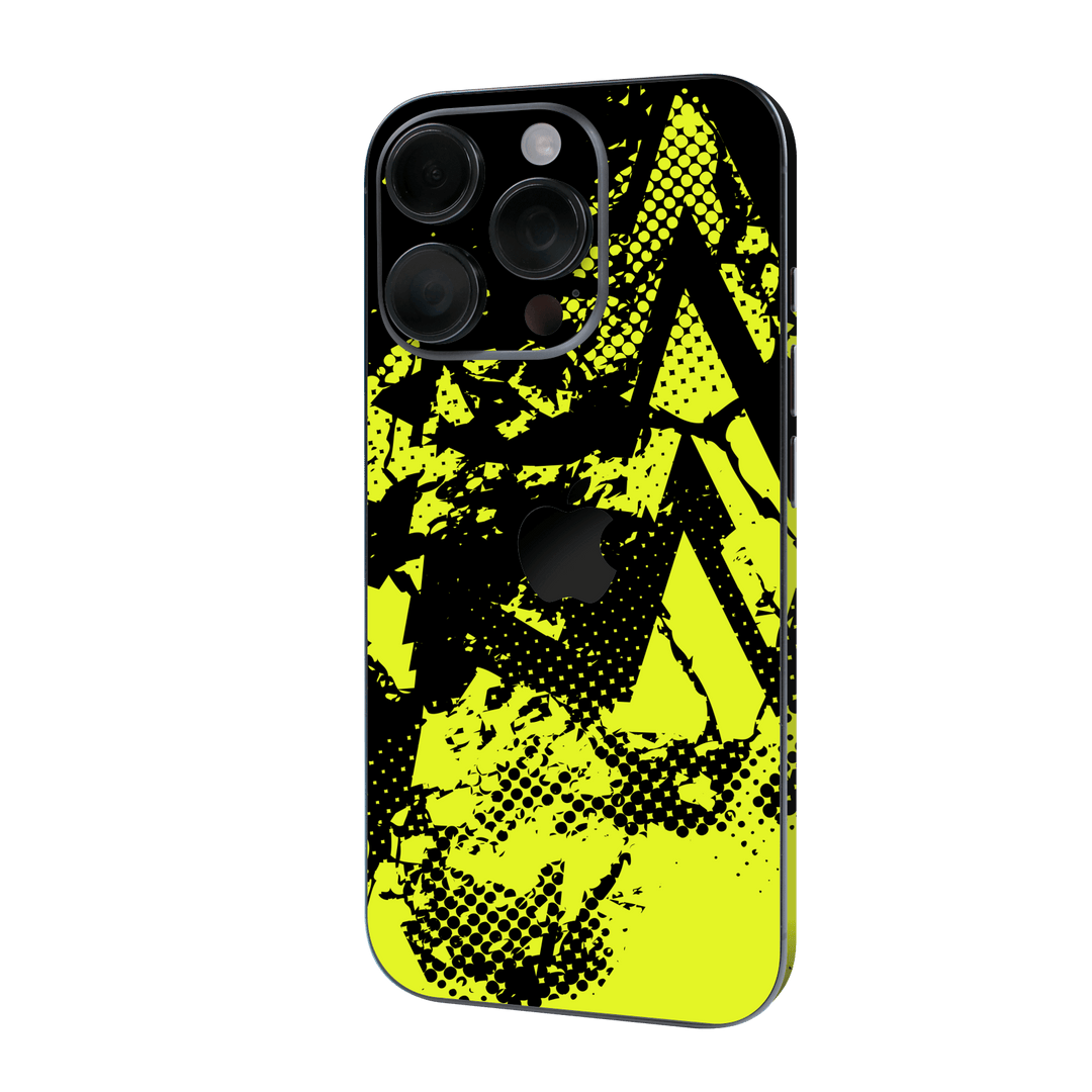 iPhone 16 Pro MAX Print Printed Custom SIGNATURE Grunge Yellow Green Trace Skin Wrap Sticker Decal Cover Protector by QSKINZ | QSKINZ.COM