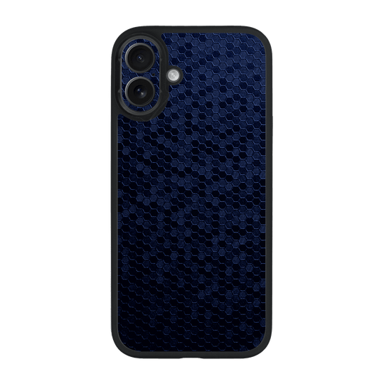 iPhone 16 Qcaze Luxuria Navy Blue Honeycomb 3D Textured Case by QSKINZ | qskinz.com