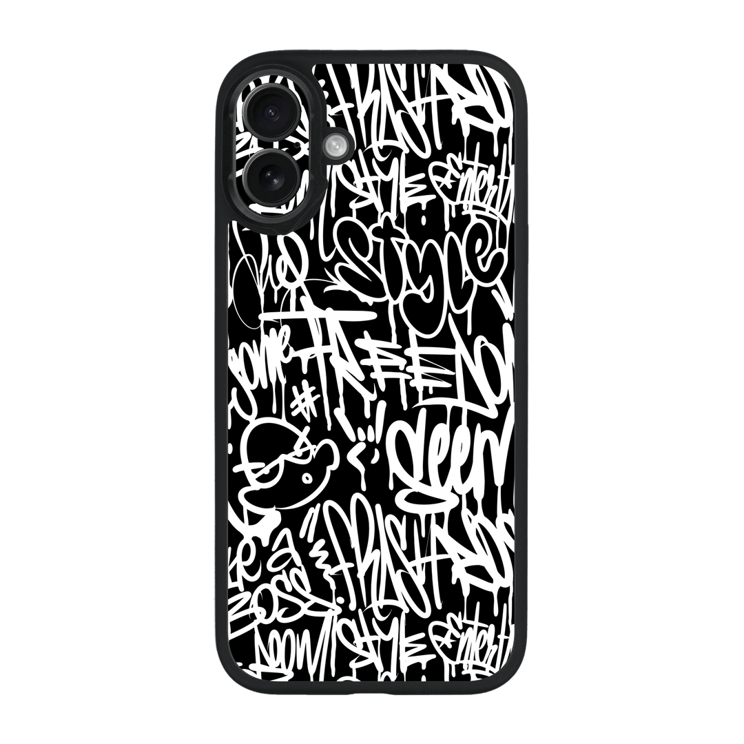 iPhone 16 Qcaze Print Printed Custom SIGNATURE Monochrome Black and White Graffiti Case by QSKINZ | qskinz.com