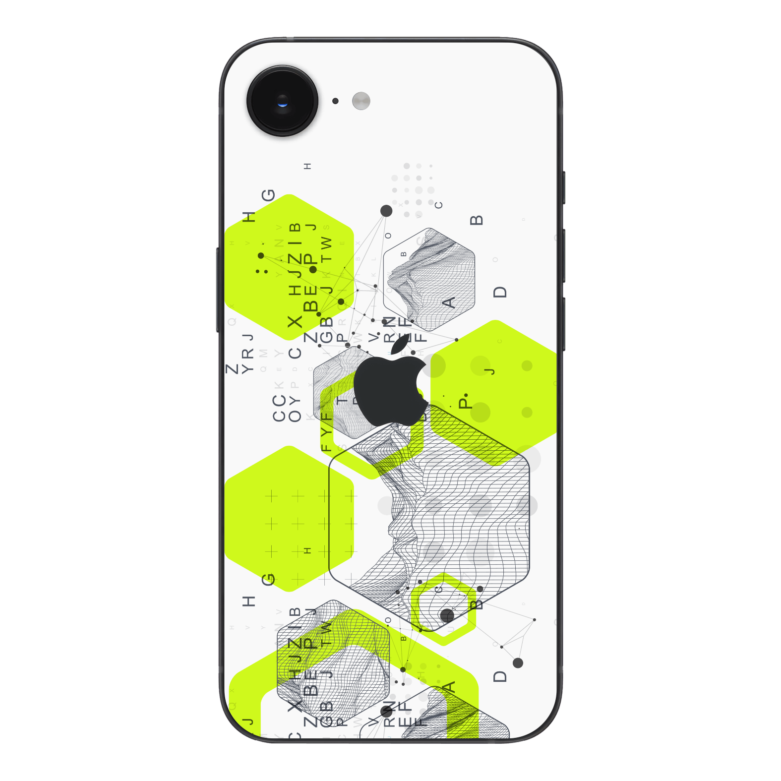iPhone 16e Printed Custom SIGNATURE “Neural Realm” AI Science Green & White Skin Wrap Sticker Decal Cover Protector by QSKINZ | QSKINZ.COM