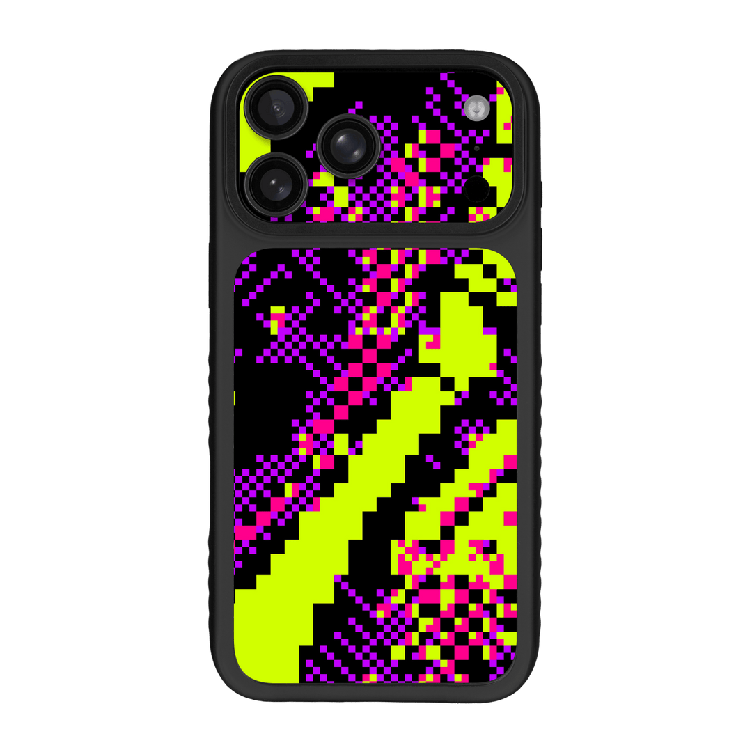 iPhone 17 PRO Qcaze Fusion Custom Printed SIGNATURE “Neonix” Purple Green Pixelated Case Skin Wrap Sticker Decal Cover Protector by QSKINZ | QSKINZ.COM