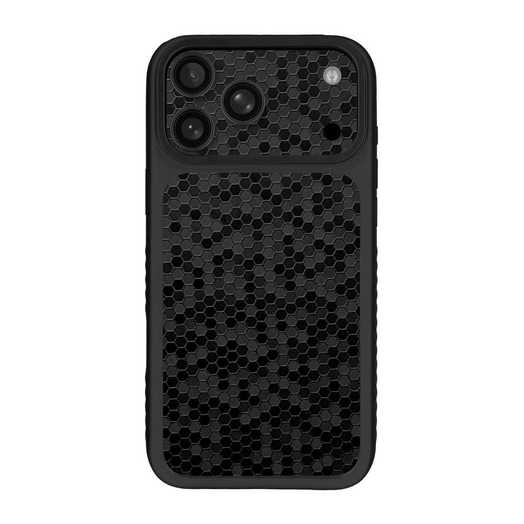 iPhone 17 PRO Qcaze Fusion Luxuria Black Honeycomb 3D Textured Case Skin Wrap Sticker Decal Cover Protector by QSKINZ | qskinz.com