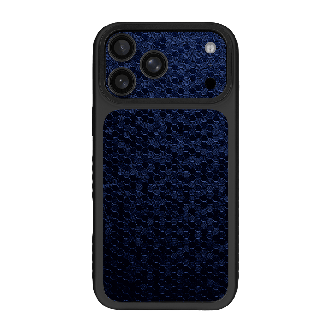 iPhone 17 PRO Qcaze Fusion Luxuria Navy Blue Honeycomb 3D Textured Skin Wrap Sticker Decal Cover Protector CASE by QSKINZ | qskinz.com