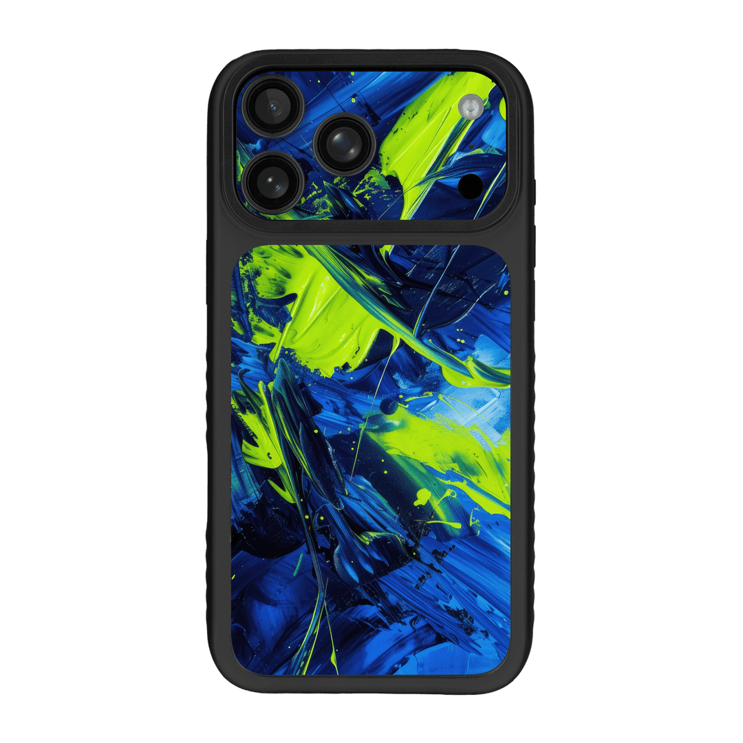iPhone 17 PRO Qcaze Fusion Print Printed Custom SIGNATURE Glowquatic Neon Yellow Green Blue Case Skin Wrap Sticker Decal Cover Protector by QSKINZ | QSKINZ.COM