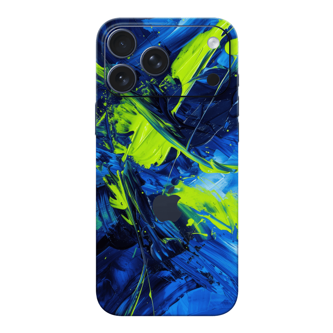 iPhone 17 Pro MAX Print Printed Custom SIGNATURE Glowquatic Neon Yellow Green Blue Skin Wrap Sticker Decal Cover Protector by QSKINZ | QSKINZ.COM