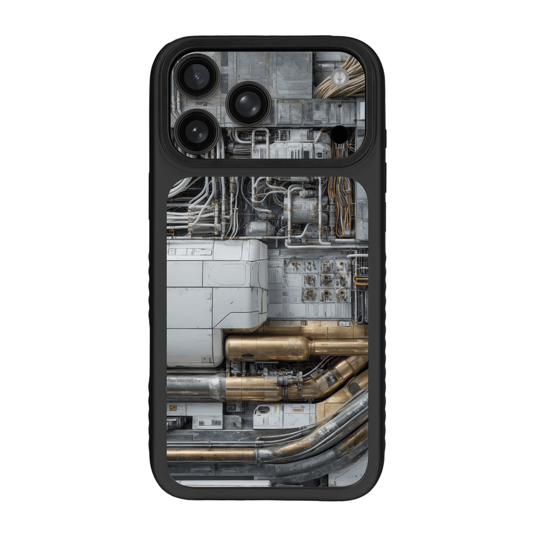 iPhone 17 Pro MAX Qcaze Fusion Custom Printed SIGNATURE “Industrial Metal Pipes” Skin Wrap Sticker Decal Cover CASE Protector by QSKINZ | QSKINZ.COM