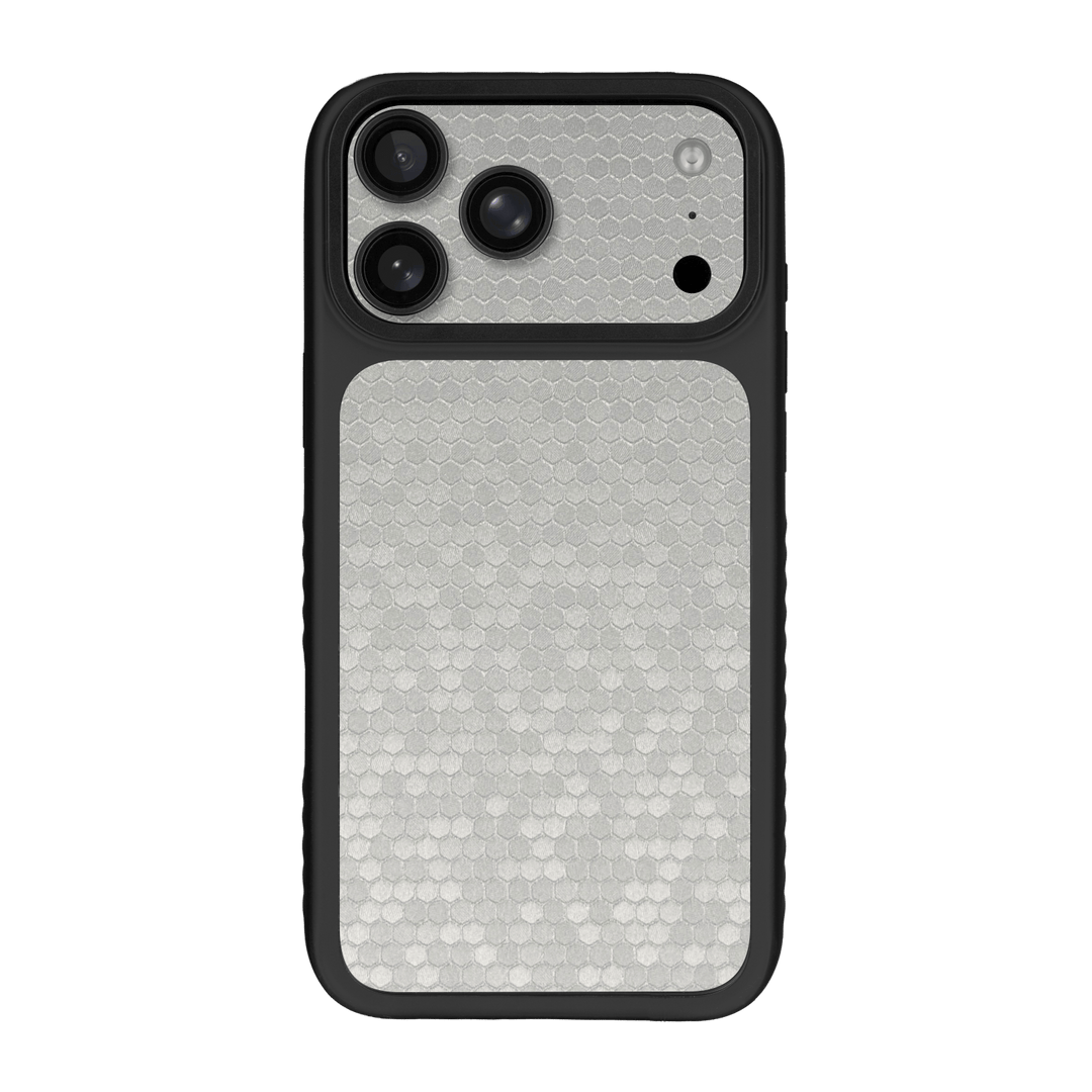 iPhone 17 Pro MAX Qcaze Fusion Luxuria Silver Honeycomb 3D Textued Skin, Wrap, Cover, CASE Protector by QSKINZ | qskinz.com