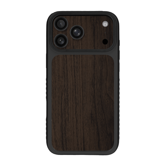 iPhone 17 Pro MAX Qcaze Fusion Premium Wood Wooden Dark Walnut Matte Textured Skin Wrap Sticker Decal Cover CASE Protector by QSKINZ | qskinz.com