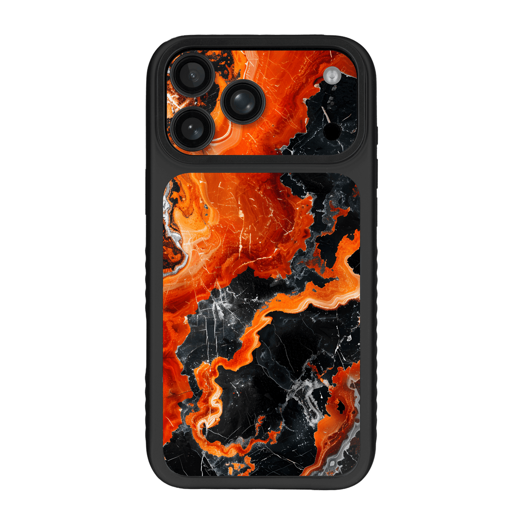 iPhone 17 Pro MAX Qcaze Fusion Printed Custom SIGNATURE “Magmora” AI Lava Orange & Black Skin Wrap Sticker Decal Cover CASE Protector by QSKINZ | QSKINZ.COM