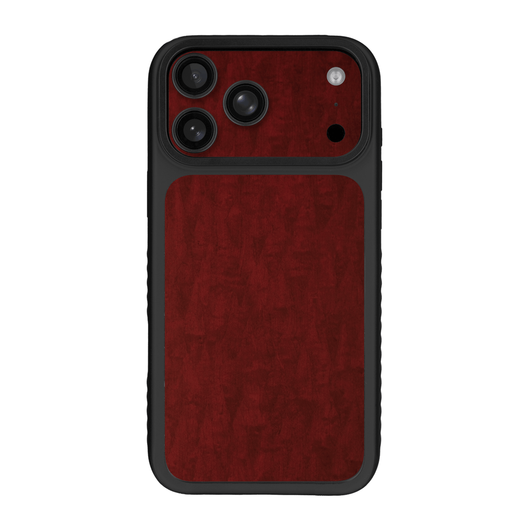 iPhone 17 Pro MAX Qcaze Fusion Scarlet Red Wood Wooden Satin Skin Wrap Sticker Decal Cover CASE Protector by QSKINZ | qskinz.com