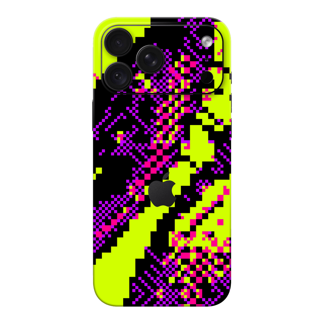 iPhone 18 PRO Custom Printed SIGNATURE “Neonix” Purple Green Pixelated Skin Wrap Sticker Decal Cover Protector by QSKINZ | QSKINZ.COM