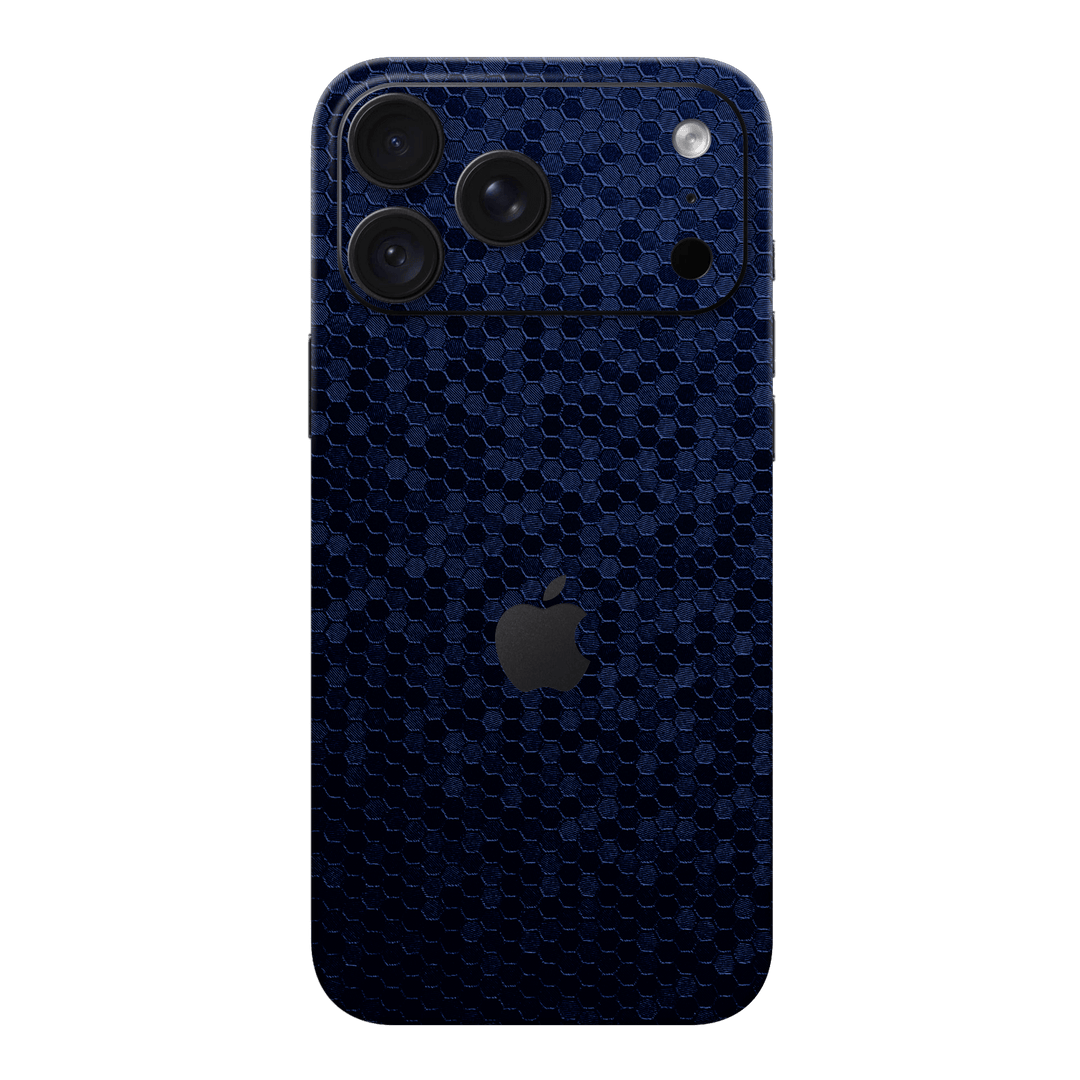 iPhone 18 PRO Luxuria Navy Blue Honeycomb 3D Textured Skin Wrap Sticker Decal Cover Protector by QSKINZ | qskinz.com