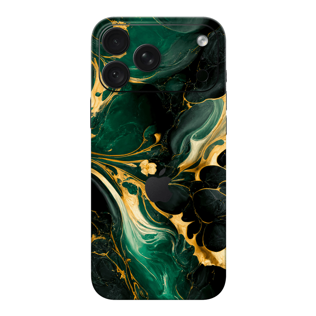 iPhone 18 PRO Print Printed Custom SIGNATURE Agate Geode Royal Green Gold Skin Wrap Sticker Decal Cover Protector by QSKINZ | qskinz.com