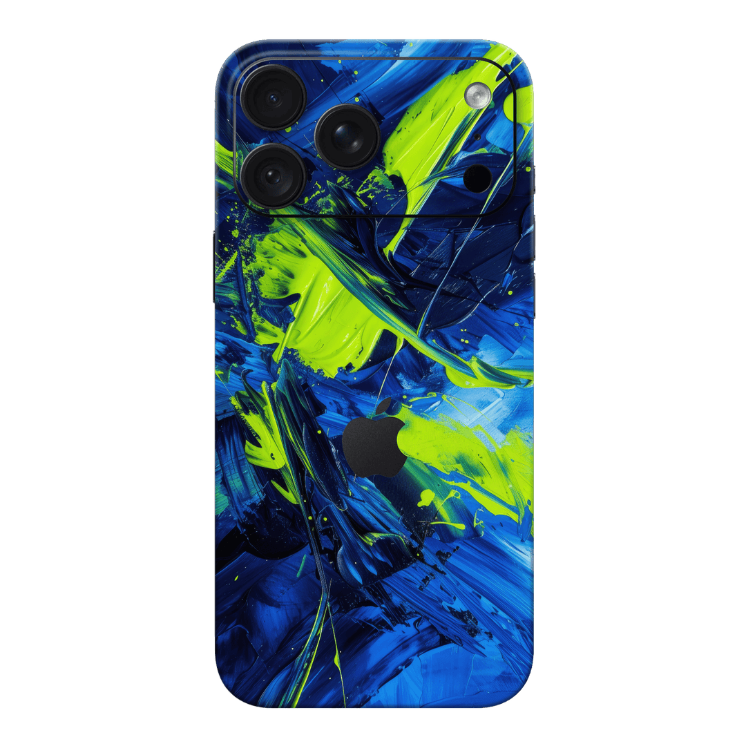 iPhone 18 PRO Print Printed Custom SIGNATURE Glowquatic Neon Yellow Green Blue Skin Wrap Sticker Decal Cover Protector by QSKINZ | QSKINZ.COM