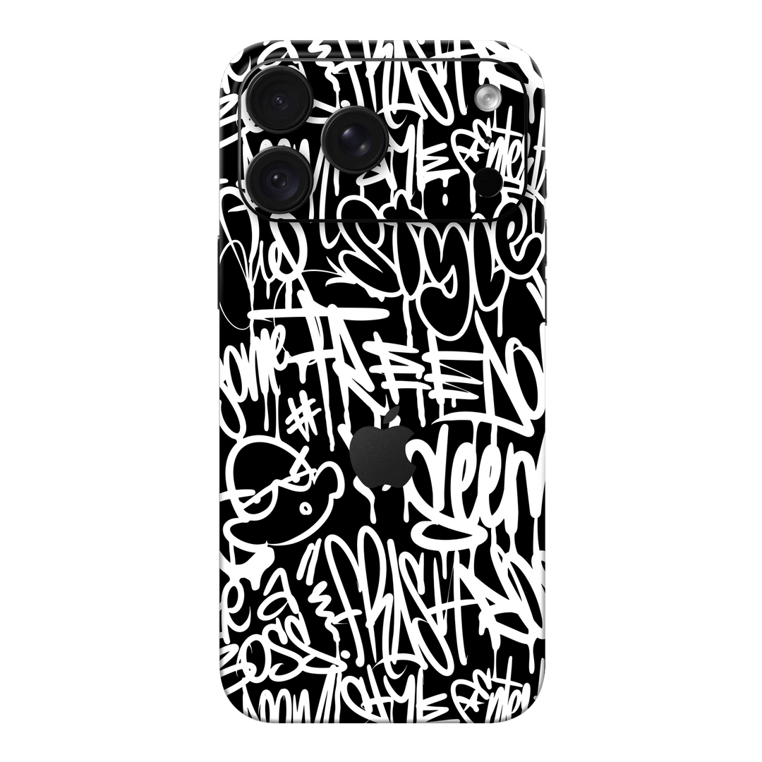iPhone 18 PRO Print Printed Custom SIGNATURE Monochrome Black and WhiteGraffiti Skin Wrap Sticker Decal Cover Protector by QSKINZ | qskinz.com